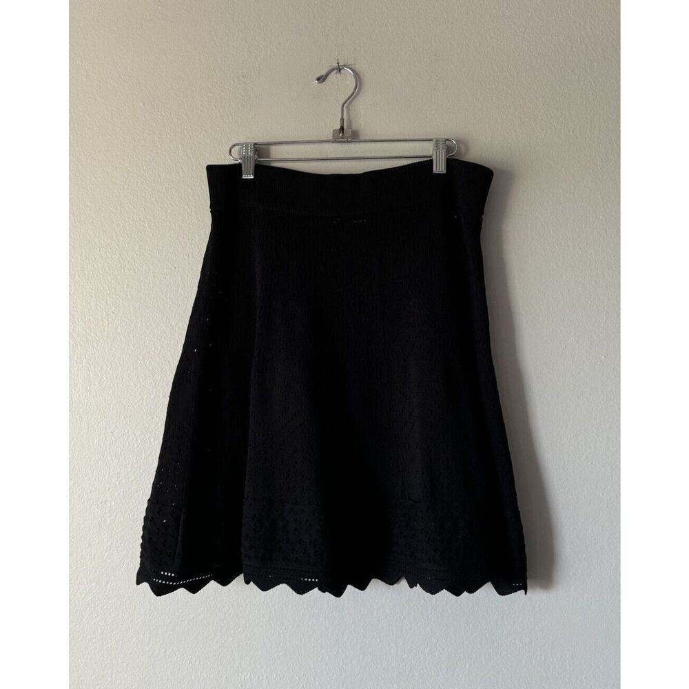 ALC Women’s Size‎ Large Black Flare Knit Skirt cut Out Swing Sheer Party Evening